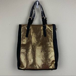 PINK COSMO Gold Black Metal Mesh GLAM Punk Rock Shoulder Tote Bag Crossbody
